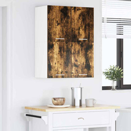 Armoire Suspendue Avec Étagère Riga 2 Pcs Et Blanc Chêne Fumé 2x meuble suspendu (2 portes) 60 cm de large 40 cm de haut