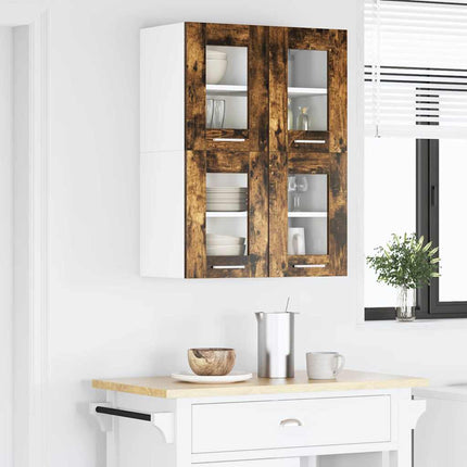 Armoire Suspendue Avec Étagère Riga 60 X 31 X 40 Cm Chêne Fumé 1x meuble en verre suspendu (2 portes) 60 cm de large 40 cm de haut