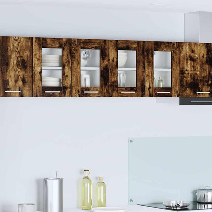 Armoire Suspendue Riga 2 Pcs 60 X 31 X 40 Cm Chêne Fumé 2x meuble en verre suspendu (2 portes) 60 cm de large 40 cm de haut