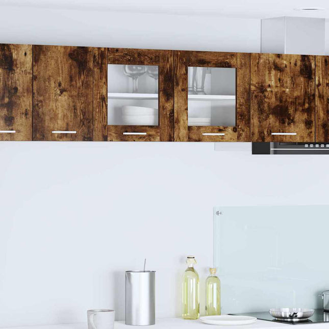 Armoire Suspendue Riga Et Blanc 80 X 31 X 40 Cm Chêne Fumé 1x armoire en verre suspendue (2 portes) 80 cm de large 40 cm de haut