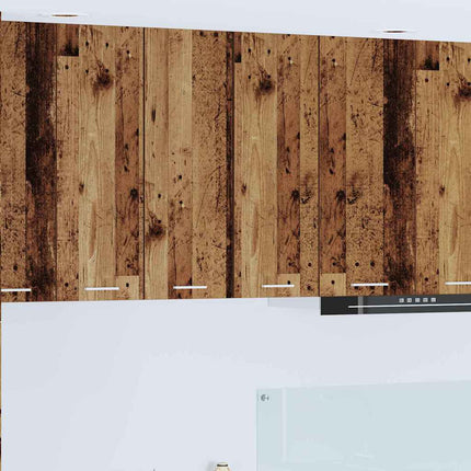 Armoire suspendue avec étagère Riga 2 pcs Bois ancien et Blanc