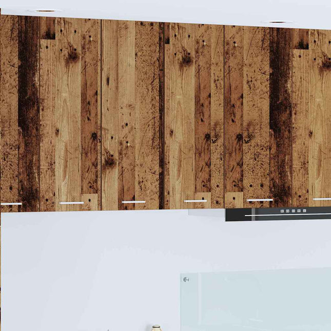 Armoire suspendue avec étagère Riga 2 pcs Bois ancien et Blanc