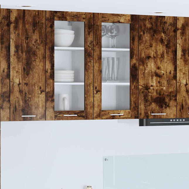 Armoire Suspendue Avec Étagère Riga 40 X 31 X 80 Cm Chêne Fumé 1x armoire en verre suspendue (1 porte) 40 cm de large 80 cm de haut