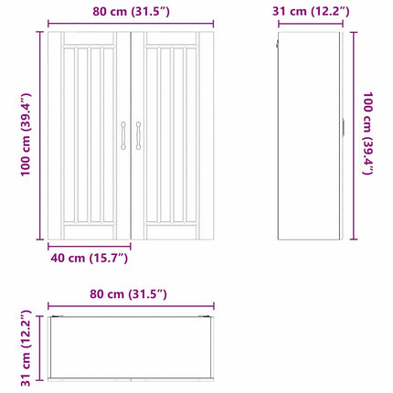 Armoire de cuisine avec étagère Chêne fumé 80 x 31 x 100 cm