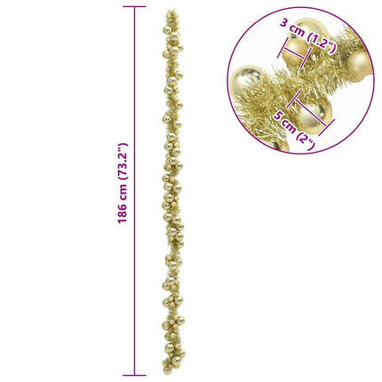 Guirlande de Boules de Noël Doré 186 cm Polystyrène