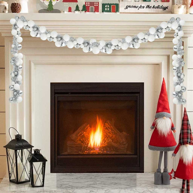 Guirlande de Boules de Noël Blanc et Argent 186 cm Polystyrène