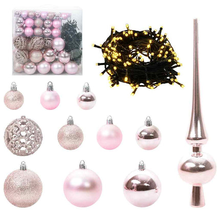 Ensemble de Boules de Noël avec 300 LED 120 pcs Rose Plastique