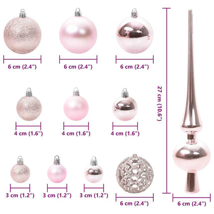 Ensemble de Boules de Noël avec 300 LED 120 pcs Rose Plastique