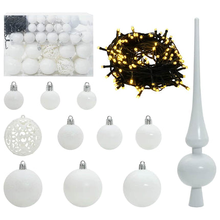 Ensemble de Boules de Noël avec 150 LED 61 pcs Blanc Plastique