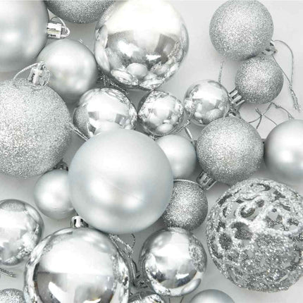 Ensemble de Boules de Noël avec 150 LED 61 pcs Argent Plastique