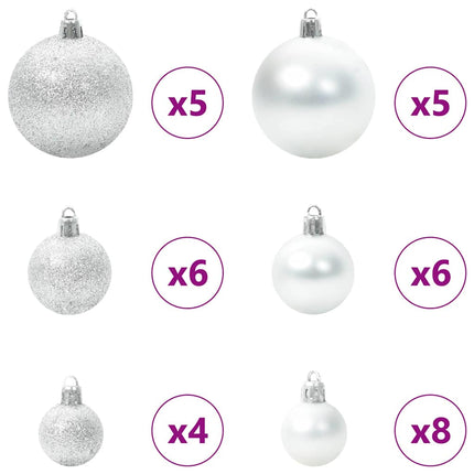 Ensemble de Boules de Noël avec 150 LED 61 pcs Argent Plastique