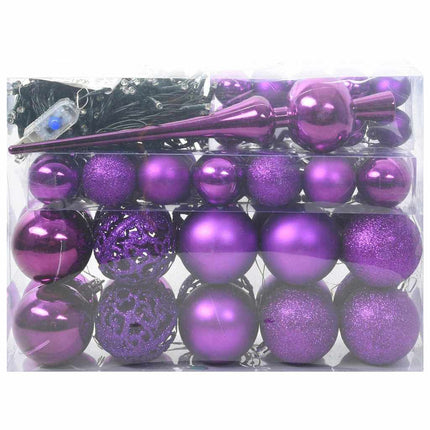Ensemble de Boules de Noël avec 150 LED 61 pcs Lilas Plastique