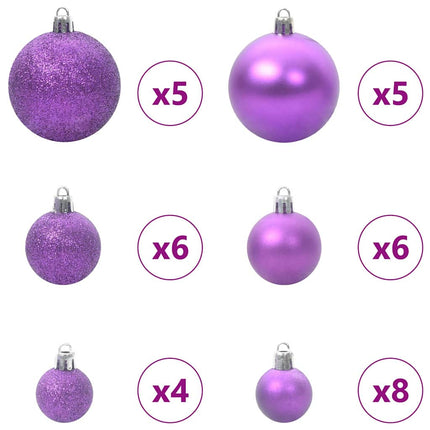 Ensemble de Boules de Noël avec 150 LED 61 pcs Lilas Plastique