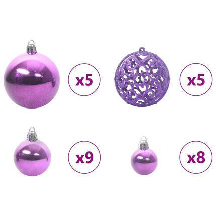 Ensemble de Boules de Noël avec 150 LED 61 pcs Lilas Plastique