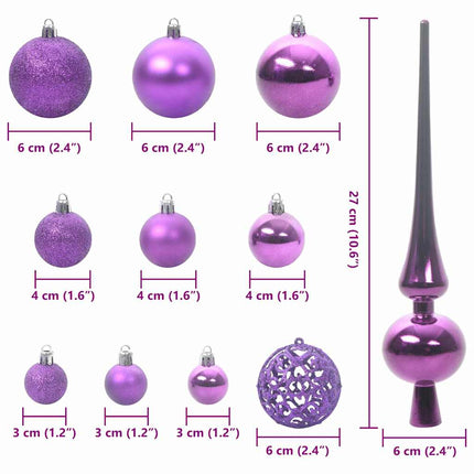 Ensemble de Boules de Noël avec 150 LED 61 pcs Lilas Plastique