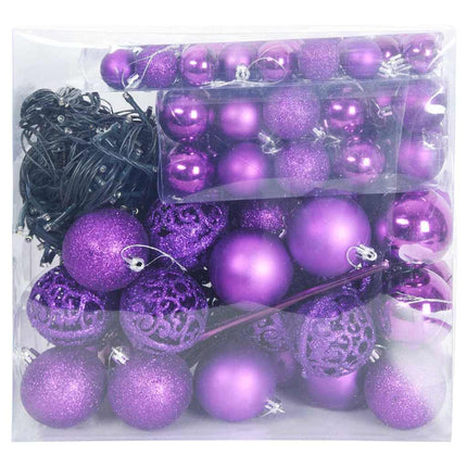 Ensemble de Boules de Noël avec 300 LED 120 pcs Lilas Plastique
