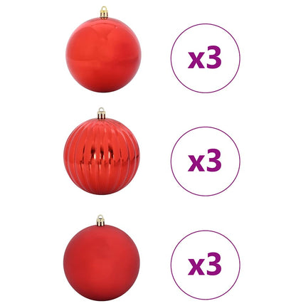 Ensemble de Boules de Noël 9 pcs Rouge XL
