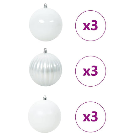 Ensemble de Boules de Noël 9 pcs Blanc XL