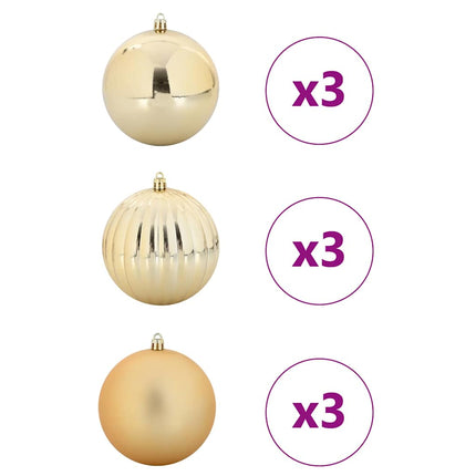 Ensemble de Boules de Noël 9 pcs Doré XL