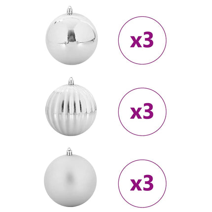 Ensemble de Boules de Noël 9 pcs Argent XL