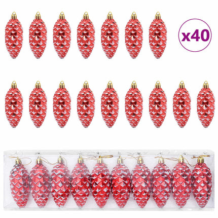 Boule de Pomme de Pin de Noël 40 pcs Rouge