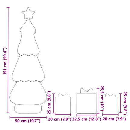 Sapin de Noël lumineux avec 3 boîtes-cadeaux 2D blanc chaud
