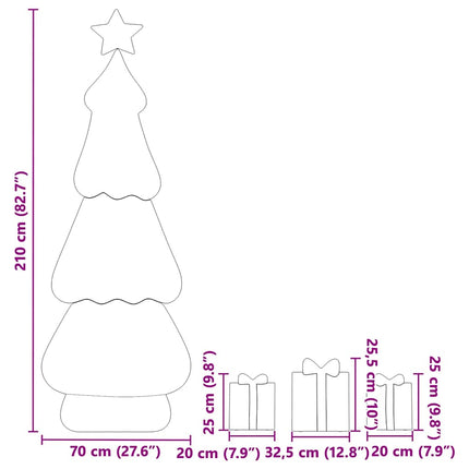 Sapin de Noël lumineux avec 3 boîtes-cadeaux 2D blanc chaud