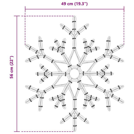 Flocon de Noël avec 180 LED Blanc chaud 56 x 49 x 0,7 cm PVC