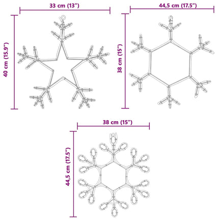 Flocon de Noël avec 252 LED Blanc chaud 45 x 38 cm PVC