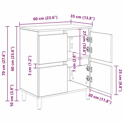 Buffets 3 pcs Chêne artisanal 60 x 35 x 70 cm Bois d'ingénierie