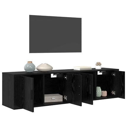 Ensemble de meuble TV mural 2 pcs Chêne noir 80 x 34,5 x 40 cm
