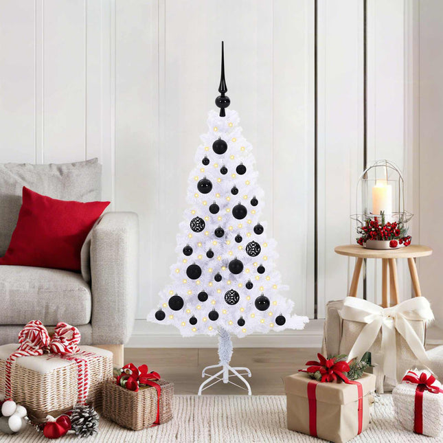 Sapin de Noël artificiel avec 150 LED Blanc 120 cm PVC et Acier
