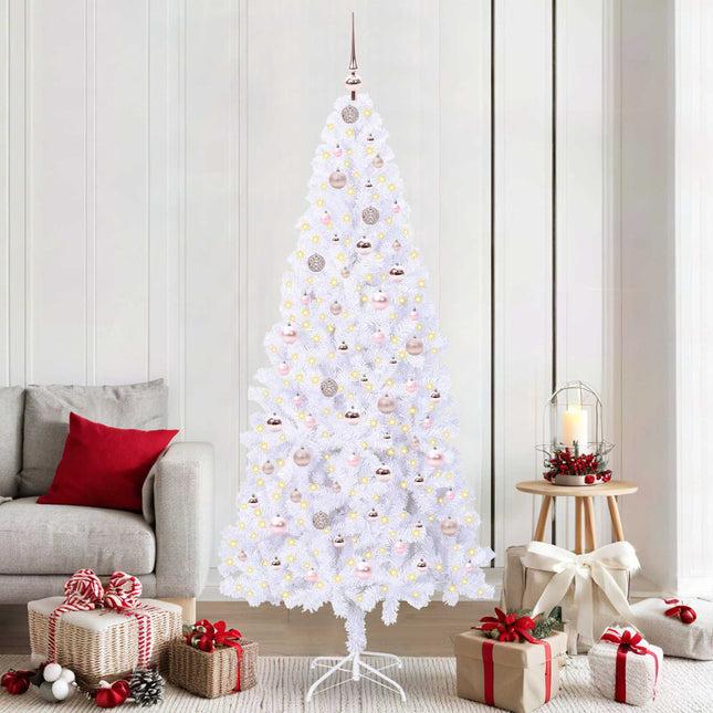 Sapin de Noël artificiel avec 300 LED Blanc 210 cm PVC et Acier