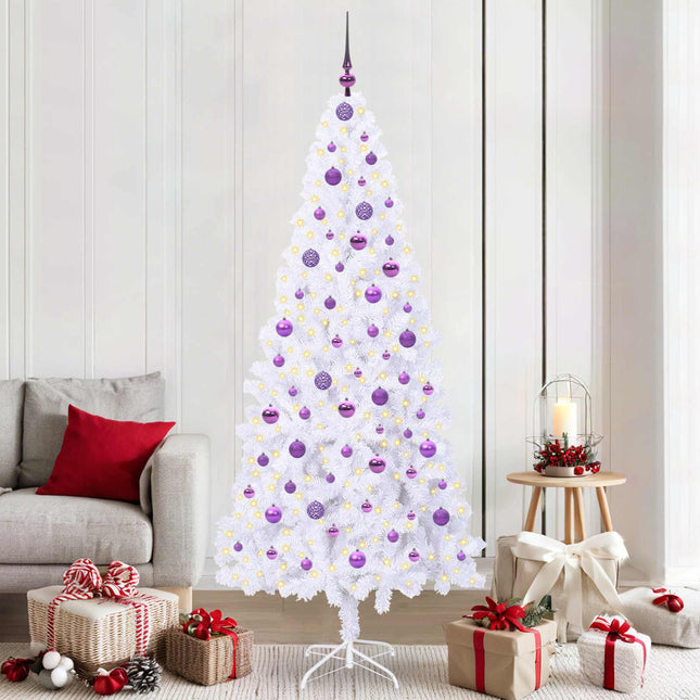 Sapin de Noël artificiel avec 300 LED Blanc 210 cm PVC et Acier