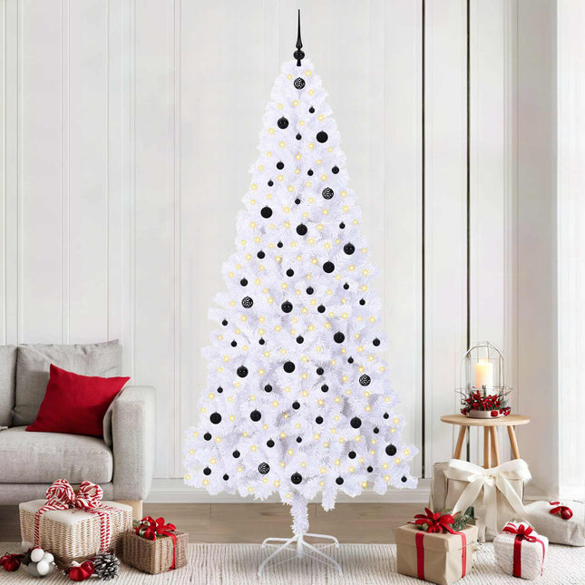 Sapin de Noël artificiel avec 300 LED Blanc 240 cm PVC et Acier