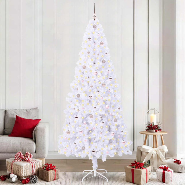 Sapin de Noël artificiel avec 300 LED Blanc 240 cm PVC et Acier
