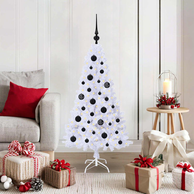 Sapin de Noël artificiel avec 150 LED Blanc 120 cm PVC et Acier