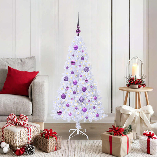 Sapin de Noël artificiel avec 150 LED Blanc 120 cm PVC et Acier