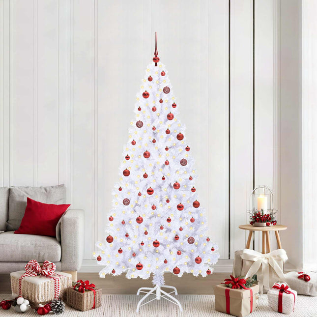 Sapin de Noël artificiel avec 300 LED Blanc 210 cm PVC et Acier
