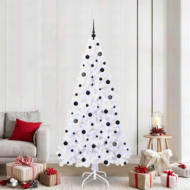 Sapin de Noël artificiel avec 300 LED Blanc 210 cm PVC et Acier