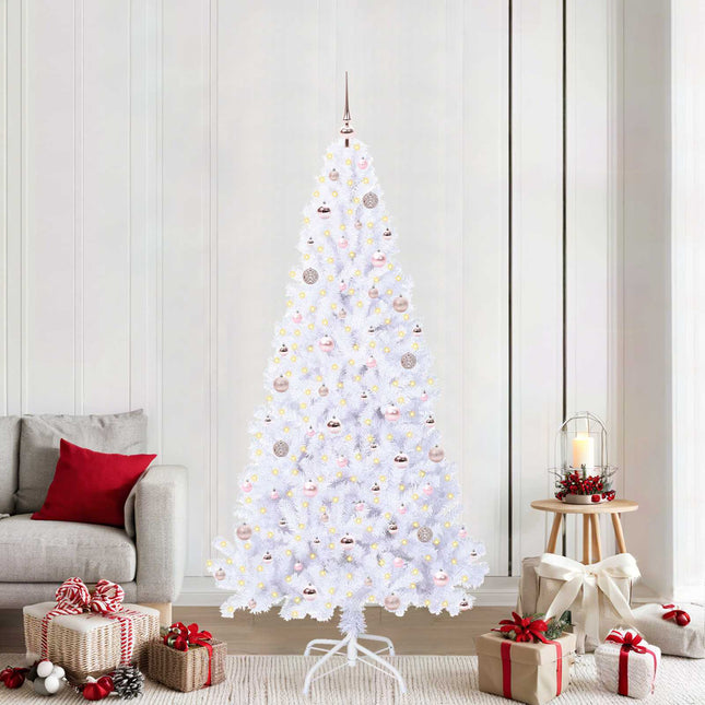 Sapin de Noël artificiel avec 300 LED Blanc 210 cm PVC et Acier