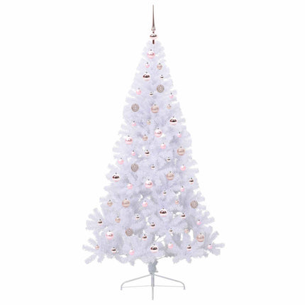 Sapin de Noël artificiel avec 300 LED Blanc 180 cm PVC et Acier