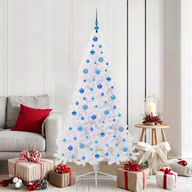Sapin de Noël artificiel avec 300 LED Blanc 180 cm PVC et Acier