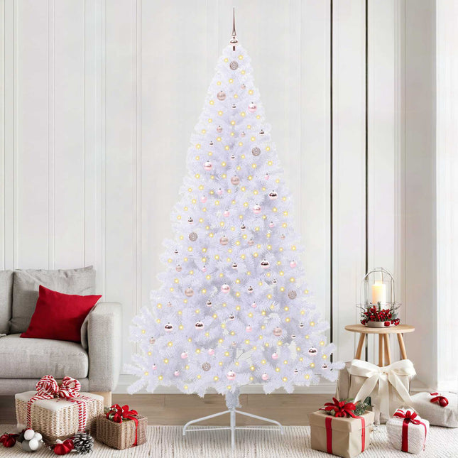Sapin de Noël artificiel avec 300 LED Blanc 240 cm PVC et Acier