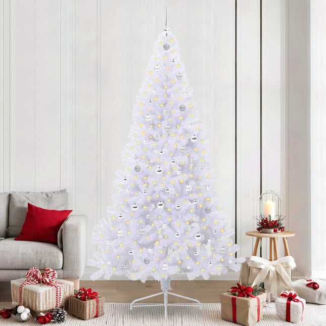 Sapin de Noël artificiel avec 300 LED Blanc 240 cm PVC et Acier