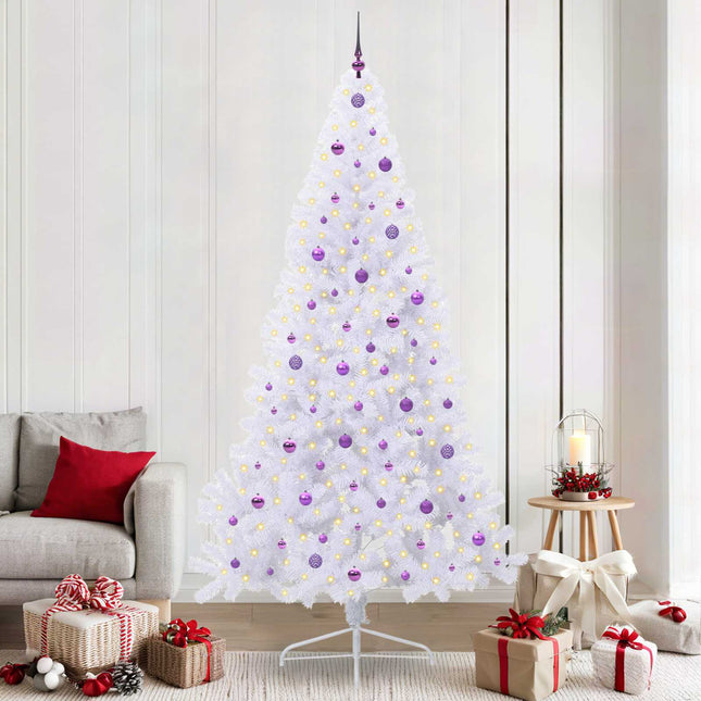 Sapin de Noël artificiel avec 300 LED Blanc 240 cm PVC et Acier