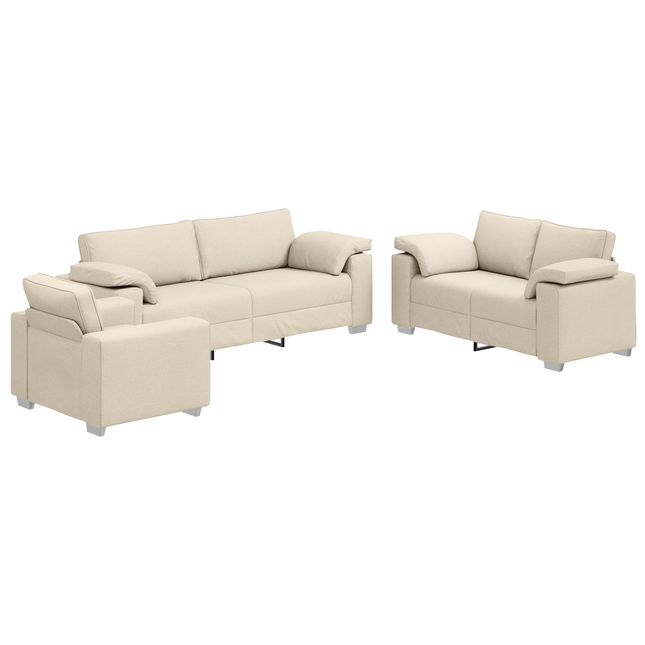 Canapé 3 pcs Beige Lin