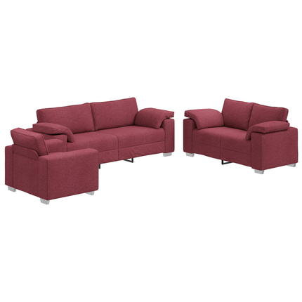 Ensemble de Canapés 3 pcs Bordeaux 219 x 77 x 82 cm tissu