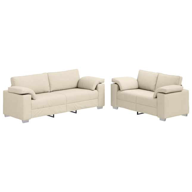 Canapé 2 pcs Beige Lin