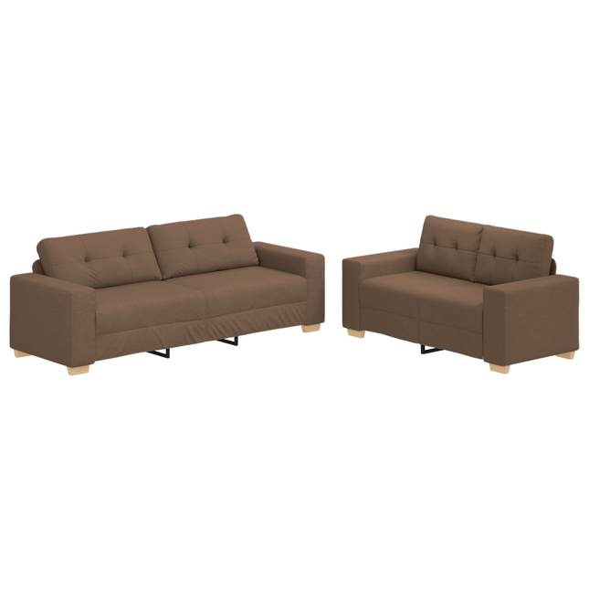 Ensemble de Canapés 2 pcs Marron Tissu